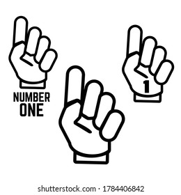 Foam fingers vector set. Number one and hand sport best