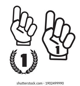 Schaumfinger, Vektorset. Nummer eins und Handsport am besten
