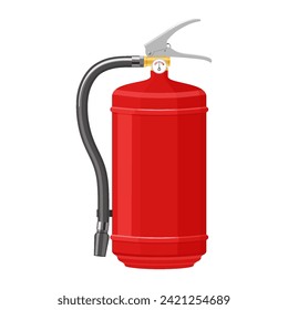 Extinguidor de fuego de espuma aislado en fondo blanco. Equipo portátil de extinción de incendios del departamento de bomberos. Herramienta o instrumento profesional. Ilustración vectorial 3D realista