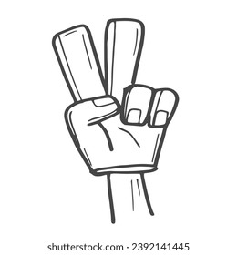 Foam glove icon in doodle sketch lines. Sport spectator supporter football basketball softball