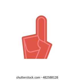 Foam glove icon in flat color style. Sport spectator supporter