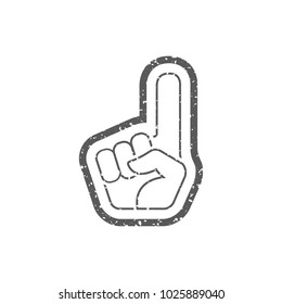 Foam glove icon in grunge texture. Vintage style vector illustration.