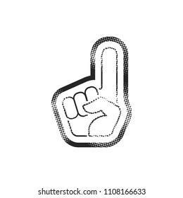 Foam glove icon in halftone style. Black and white monochrome vector illustration.