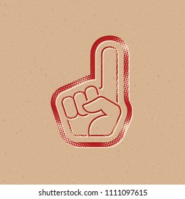 Foam glove icon in halftone style. Grunge background vector illustration.