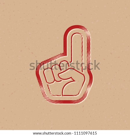 Foam glove icon in halftone style. Grunge background vector illustration.