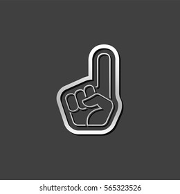 Foam glove icon in metallic grey color style. Sport spectator supporter