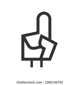 Foam glove icon in thick outline style. Black and white monochrome vector illustration.