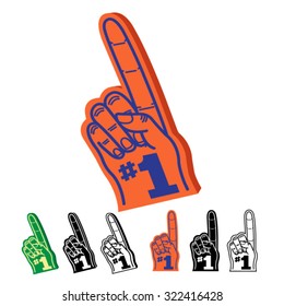 Foam Hand Finger Number One #1 Illustration Set