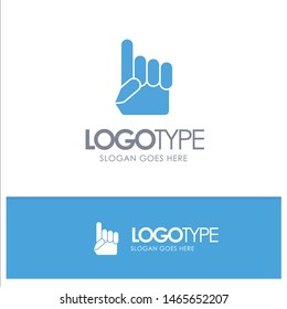 Foam Hand, Hand, Usa, American Blue Solid Logo with place for tagline. Vector Icon Template background