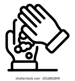 Foam hands icon. Outline foam hands vector icon for web design isolated on white background