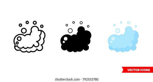 Foam icon of 3 types: color, black and white, outline. Isolated vector sign symbol.