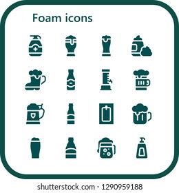  foam icon set. 16 filled foam icons. Simple modern icons about  - Gel, Beer, Foam, Bath, Soap