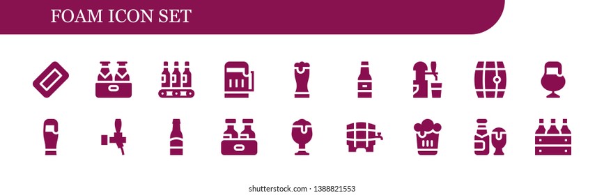 foam icon set. 18 filled foam icons.  Simple modern icons about  - Soap, Beer, Beers, Beer box