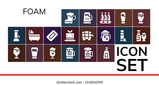 foam icon set. 19 filled foam icons.  Simple modern icons about  - Beer, Soap, Bath, Mousse, Foam, Beers
