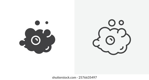 Foam icon set in black flat solid and outlined style.