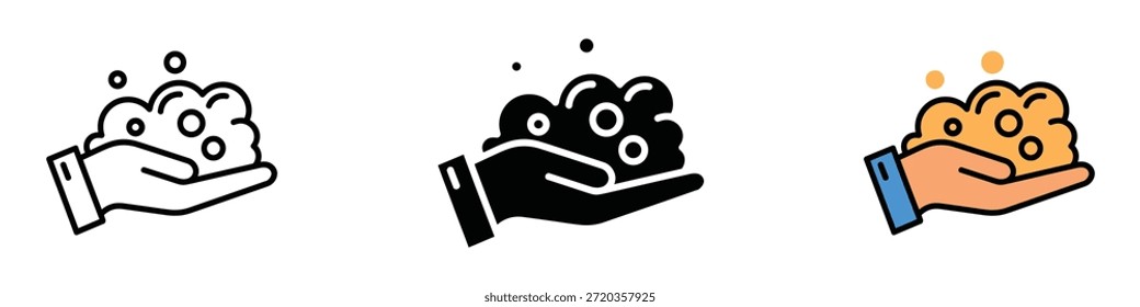 Vetor de ícone de espuma. higiene e lavar as mãos para símbolo de saúde. ilustração vetorial.