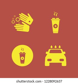 foam icon. foam vector icons set car wash, hot coffee and wash hands