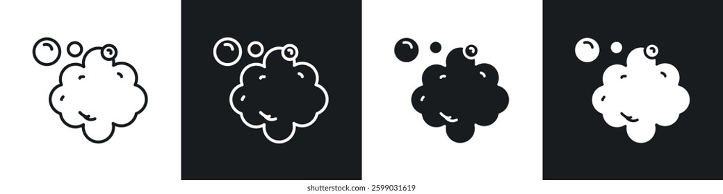Foam icons in flat and linear vector illustration on white background.