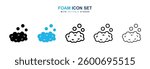 Foam icons graphics set in black and blue colors