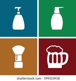 foam icons set. Set of 4 foam filled icons such as shaving brush, soap, bottle soap
