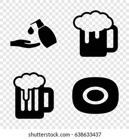 Foam icons set. set of 4 foam filled icons such as soap, liquid soap, beer mug