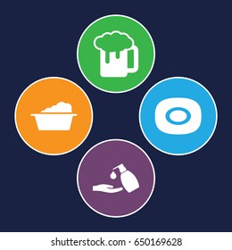 Foam icons set. set of 4 foam filled icons such as soap, laundry, liquid soap
