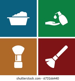 Foam icons set. set of 4 foam filled icons such as shaving brush, laundry