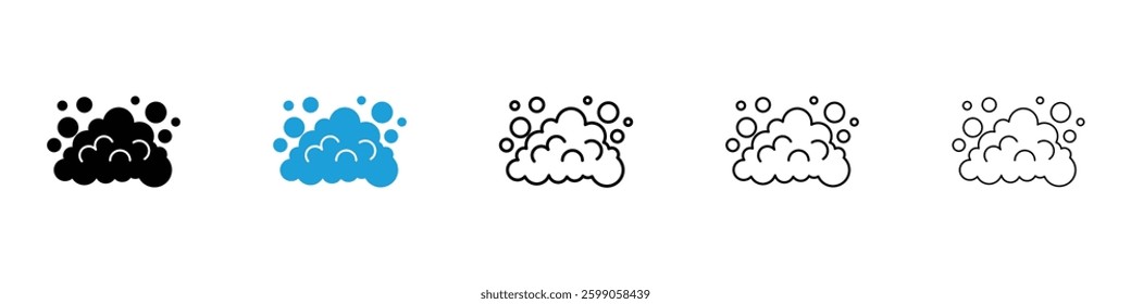 Foam icons vector illustrations in black and blue colors for web and ui designs