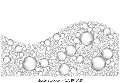 Foam isolated on transparent background. White soap or shampoo bubbles realistic texture. Vector suds effect.