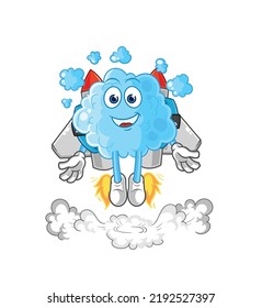 the foam with jetpack mascot. cartoon vector
