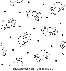 Espuma hecha de jabón o nubes. Patrón sin costuras. Página para colorear. Burbujas de diferentes Formas. Estilo dibujado a mano. Dibujo de Vector. Diseñar adornos.