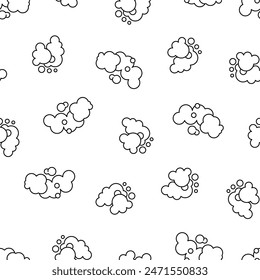 Foam made of soap or clouds. Seamless pattern. Coloring Page. Bubbles of different shapes. Hand drawn style. Vector drawing. Design ornaments.