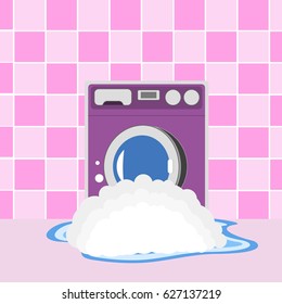 Foam next to the washing machine broken