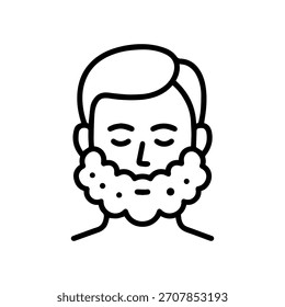 foam on face vector line icon on a white background Vector line icon on a white background