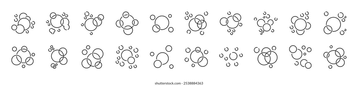 Schaum Umriss Lineare Symbole der dünnen Linie. Illustrationen für Websites, Apps, Design, Banner und andere Zwecke