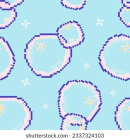 Foam party dancing in bubbles concept Seamless Pixel pattern. pixel soap bubble. Seamless pixel pattern for websites, banners and decoration