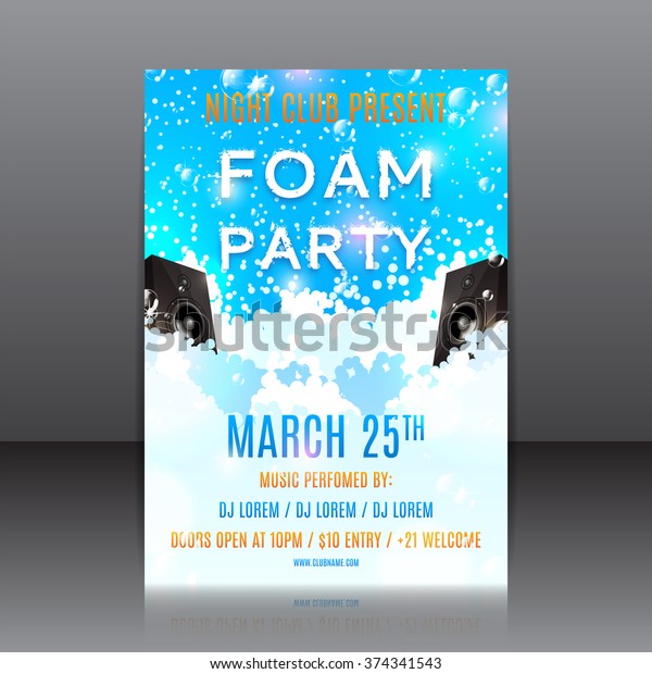 Foam Party Flyer Template Invitation On Stock Vector Royalty Free