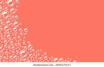 foam with pink background. soap bubbles vector illustration. Pink background with bubbles.