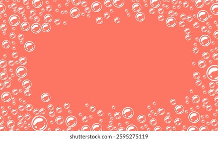 foam with pink background. soap bubbles vector illustration. Pink background with bubbles.