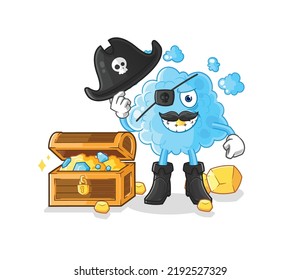 the foam pirate with treasure mascot. cartoon vector