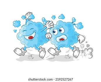 the foam play chase cartoon. cartoon mascot vector