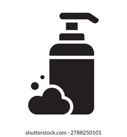 foam pump bottle silhouette with bubbles isolated on white