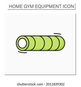 Foam Roller Color Icon. Fitness Workout And Yoga Class Tool. Concept Of Home Gym Equipment And Body Stretch Training Exercise. Isolated Vector Illustration