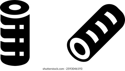 "Foam Roller Icon Design Symbol Set for Fitness and Recovery"
