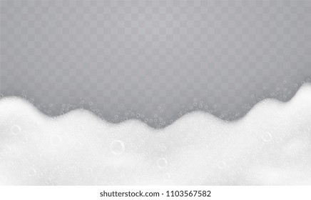 Foam with soap bubbles, top view. Flow of soap and shampoos.