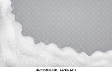Foam with soap bubbles, top view. Flow of soap and shampoos.