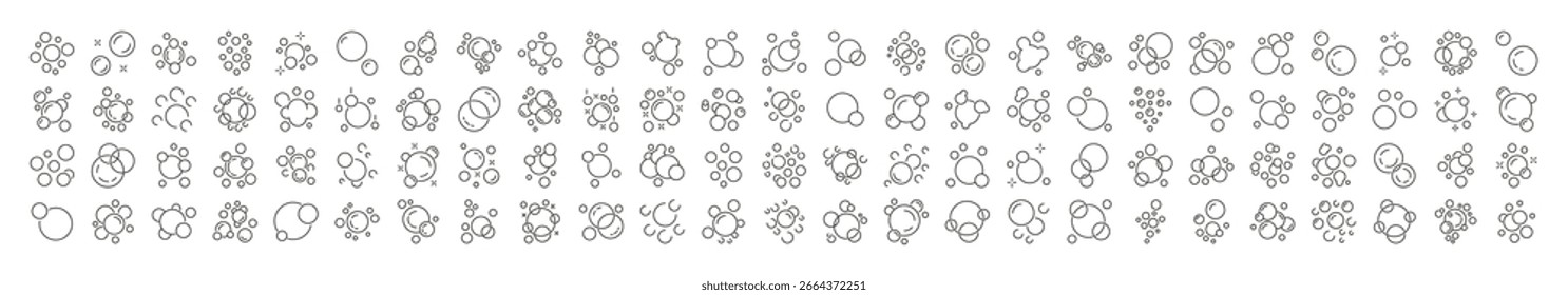 Conjunto de ícones de linha fina de espuma. Sinais de contorno de espuma para design gráfico e Web, aplicativos, anúncios, várias cartas