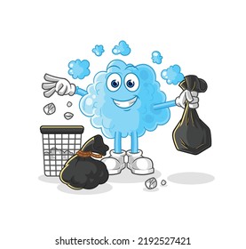 la mascota de la basura de espuma arroja. vector de dibujos animados