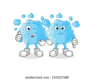 the foam thumbs up and thumbs down. cartoon mascot vector