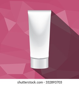 foam tube long shadow  on pink polygon background vector illustration eps 10